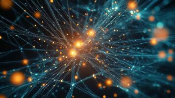 The abstract image of a network of dots photo