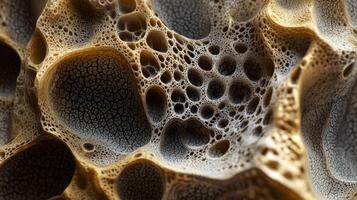 A close up of a piece of bone with bubbles photo