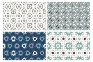 Set of Abstract seamless patterns. Modern Geometric backgrounds with different shapes. Trendy ornament. illustration for decoration, wallpaper, textiles, printing vector