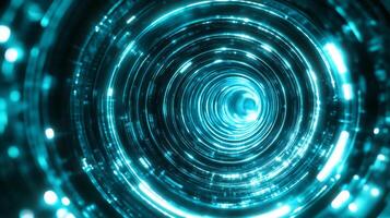 A blue circular background with glowing lights photo