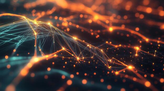 An abstract image of a network of lights photo