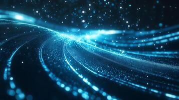 A blue background with a wave of light photo