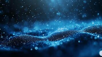 Blue background with water droplets and snow photo