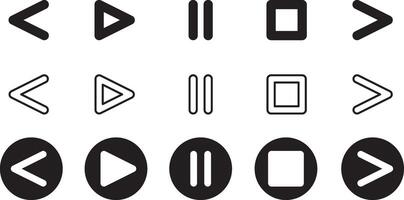 Media player buttons set icon vector