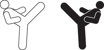 outline silhouette karate ka icon set vector