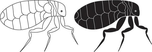 side view Cat flea icon set vector