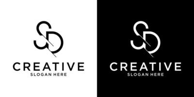 SD or DS initial letter logo design concep vector