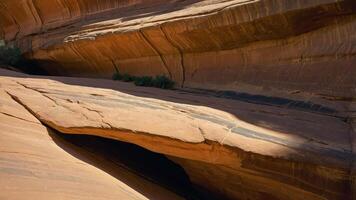A scenic view of layered rock formations in a canyon. photo