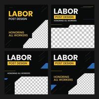 four different labor post design templates vector