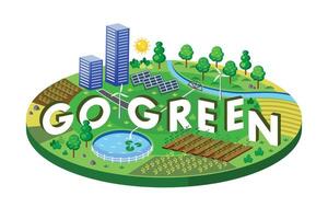GO GREEN ENVIRONMENT ILLUSTRATION DESIGN vector