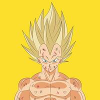 2D illustration of Vegeta SSJ and combat damage vector