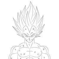 Vegeta SSJ combat damage single stroke ready to paint vector