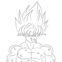 SSJ Goku illustration with battle damage only traced vector
