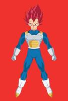 a cartoon character of vegeta standing on red background vector