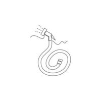 one line art Garden Hose tool illustration. line art, one continuous line, simple, hand drawn and sketch style. for icons, symbols, signs or logos vector