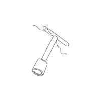 one line art T Socket Spanner tool illustration. line art, one continuous line, simple, hand drawn and sketch style. for icons, symbols, signs or logos vector