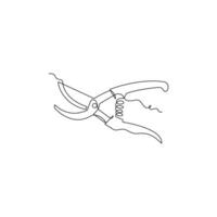 one line art Pruning Shears tool illustration. line art, one continuous line, simple, hand drawn and sketch style. for icons, symbols, signs or logos vector