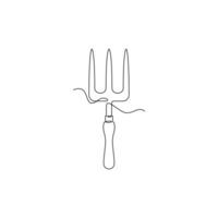 Garden Fork tool illustration. line art, one continuous line, simple, hand drawn and sketch style. for icons, symbols, signs or logos vector