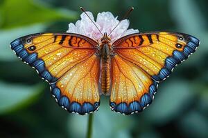 Dew Kissed Butterfly Wings A Stunning Display Of Nature photo