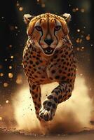 Cheetah Running Through Dust and Light photo