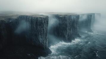 Misty Cliffs Dramatic Ocean Coastal Scene photo