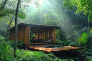 Serene Bamboo Villa Nestled Within Lush Tropical Rainforest photo