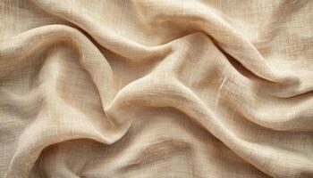 Beige Linen Fabric Draped Softly Texture photo