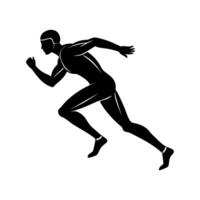 Powerful running pose of a sprinter, symbolizing strength, speed, and determination for sports or motivational projects. vector