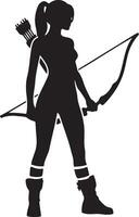 Female Archery Player Sketch. vector