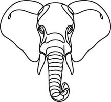 Elephant Head Line Art. vector