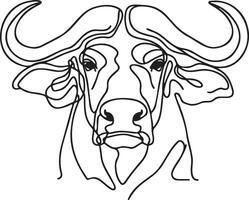 Buffalo Head Line Art. vector