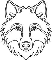 Fox's Head Line Art. vector