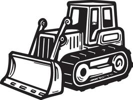 Bulldozer Sketch Drawing. vector