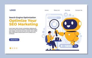 Seo Search Engine Optimization concept landing page. Modern flat design illustration concept for website and mobile website development. vector