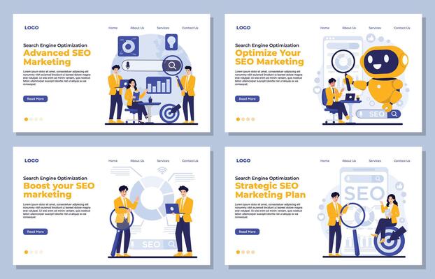 Set of Landing page templates for business, Seo Search Engine Optimization