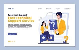 Technical support service concept. Flat illustration. Landing page template. vector