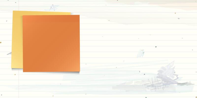 Blank both of sticky notes paper square shape stick on used old notebook paper horizontalo background with stained effect graphic illustration have blank space.