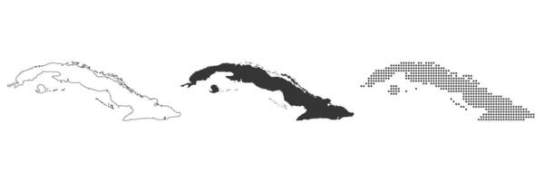 cuba map in outline, grey color, and dotted vector