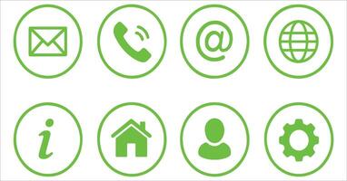 A set of green icons on a white background vector