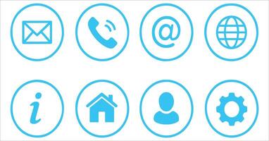 A set of blue icons with various symbols vector