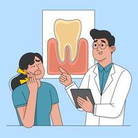 Dentist with female have a toothache Illustration vector