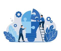 Collaborative Innovation to Complete the Puzzle Idea vector