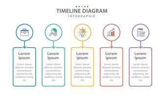 Infographic 5 Steps Modern Timeline diagram with rectangles and topics, presentation infographic timeline design layout. vector