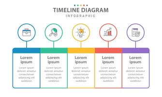 Infographic business 5 Steps Modern Timeline diagram with rectangles and topics, presentation infographic timeline design layout. vector