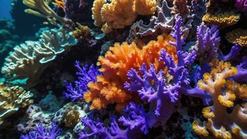 Vibrant coral reef showcasing diverse marine life and ecosystems. photo