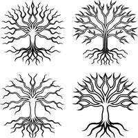 Timeless Tree Line Art Collection in Elegant Form vector