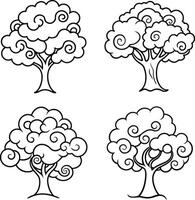 Tree Line Art Collection Featuring Elegant Designs vector