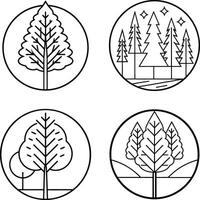 Simplified Elegant Tree Line Art Design Collection vector