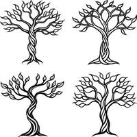 Tree Line Art Elegant Design Compilation vector