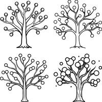 Minimalistic Elegant Tree Line Art Collection vector